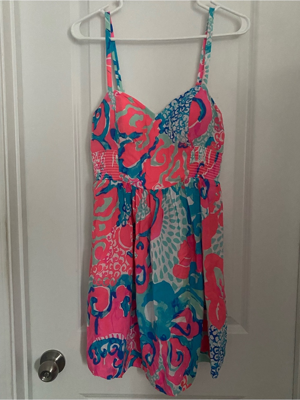 Lily Pulitzer Vibrant Pink & Teal Summer dress.